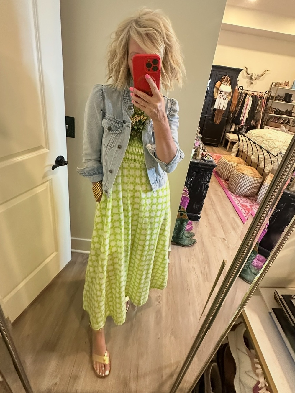 Studio Lime Green Gingham Maxi Dress - Picture 2 of 13